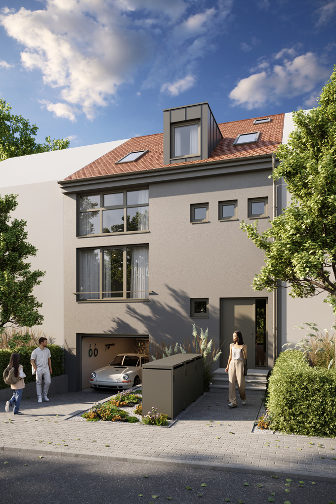 Neubau-Stadthaus Am Meisteranger in Weilheim, Visualisierung Fassade Nordansicht